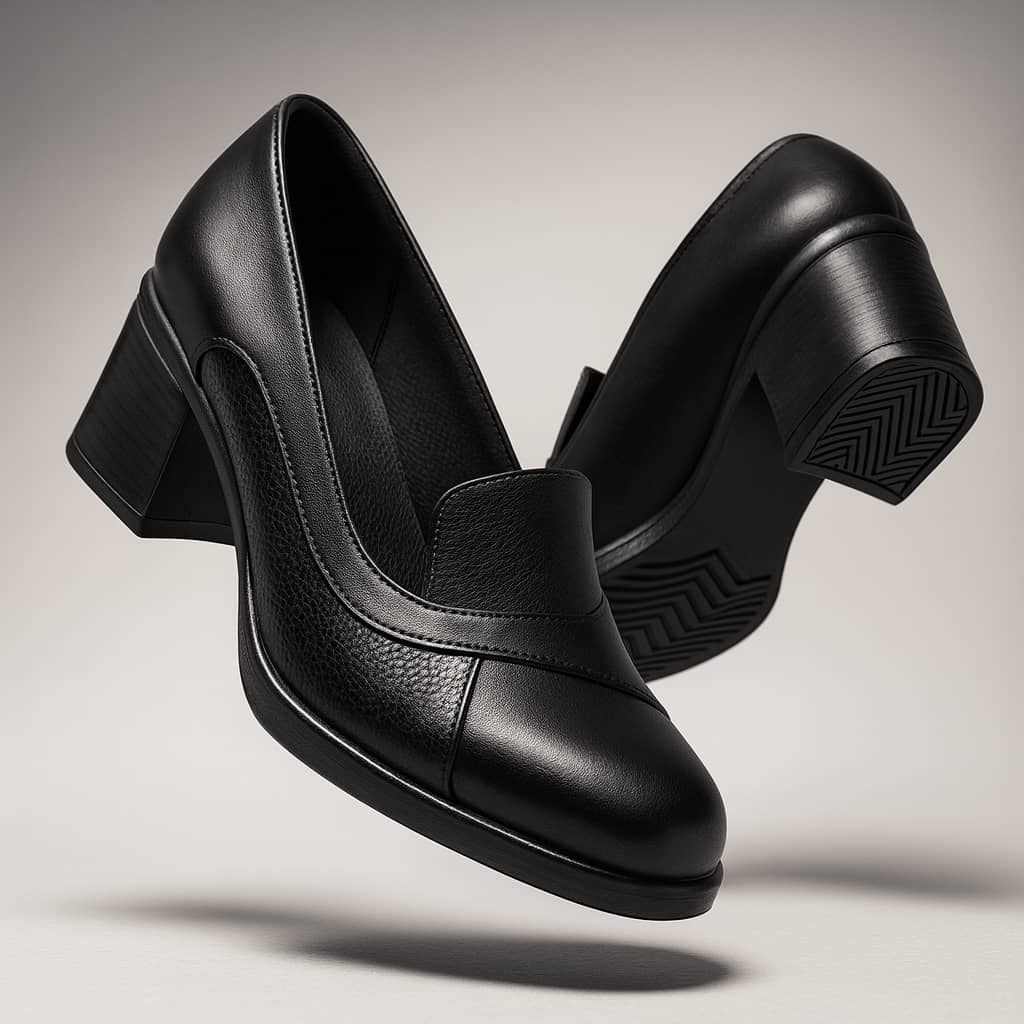 کفش اداری مجلسی پاشنه دار جنس رویه چرم صنعتی زیره پیو کفی طبی سایز۳۷تا ۴۰