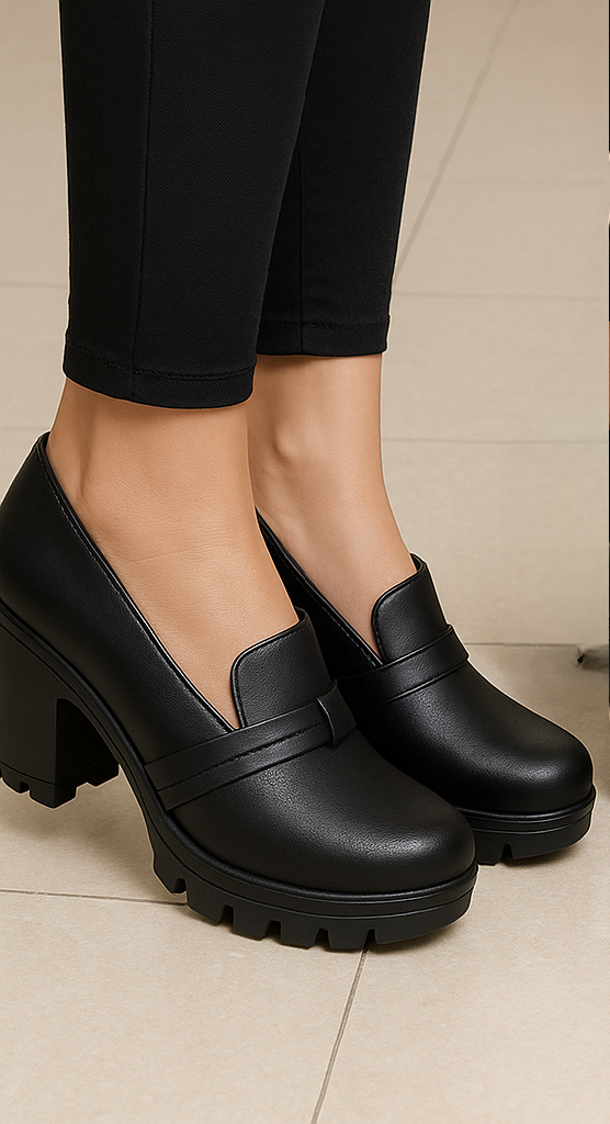 کفش زنانه پاشنه پنج سانت راحت وشیک رویه کفش ازسایز ۳۷تا ۴۰رنگ مشکی