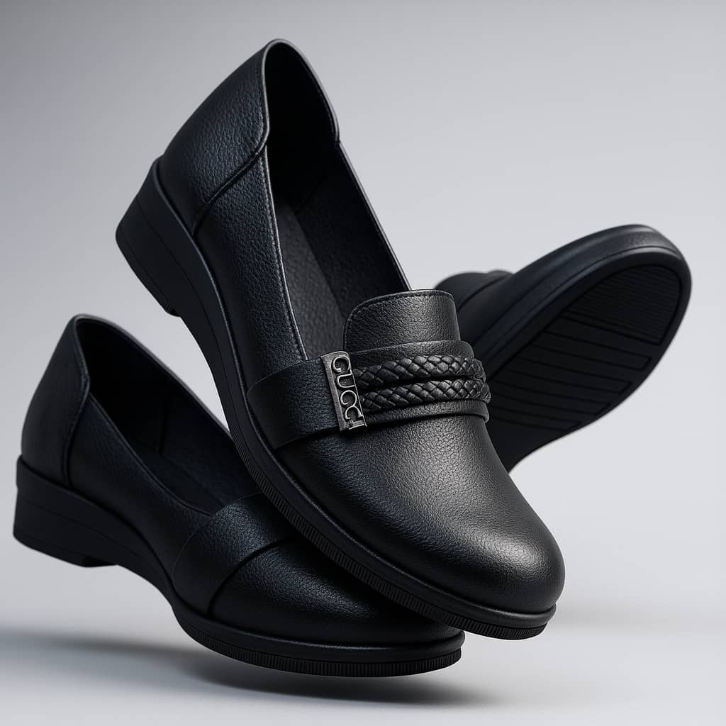 کفش اداری زنانه برند گوجی جنس رويه چرم صنعتی زیره پیو فقط سایز ۳۸